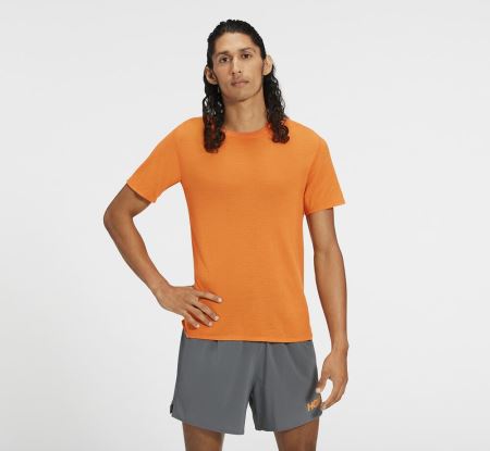 Hoka One One Merino Blend Short Sleeve Barbati - Top Portocalii | RO-yvASFEK